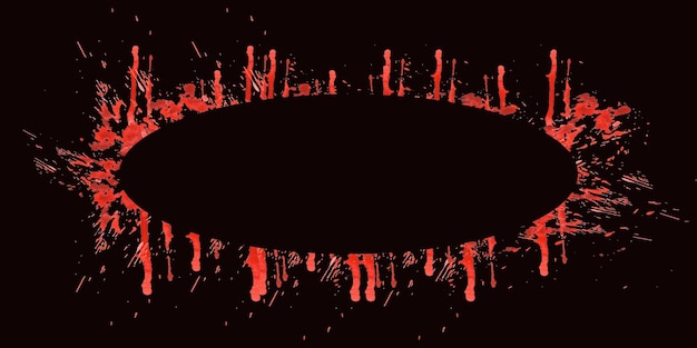 ハロウィーンの楕円形のバナー血痕水彩手描きイラスト分離された暗い背景
