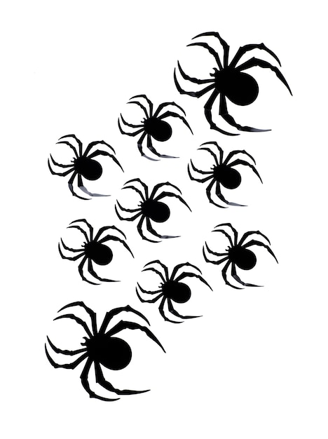 halloween papier zwarte spinnen geïsoleerd op witte achtergrond
