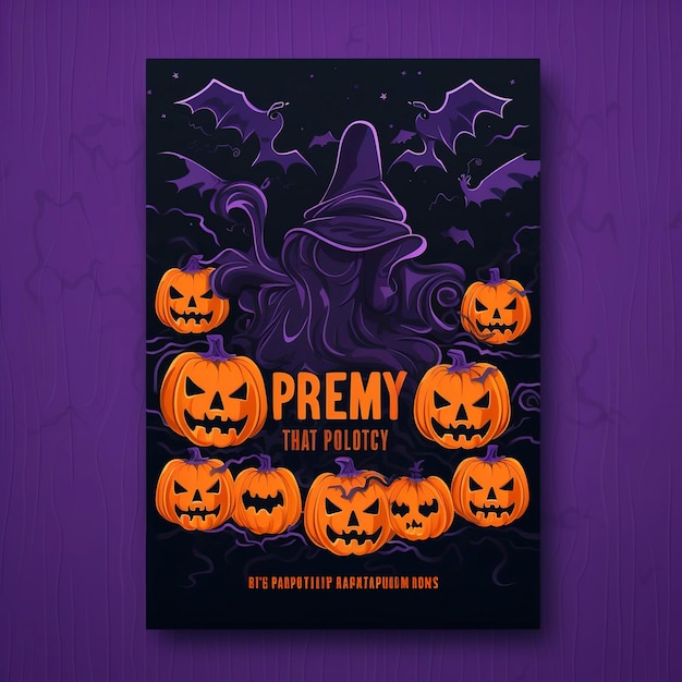 halloween party flyer template in flat design hd