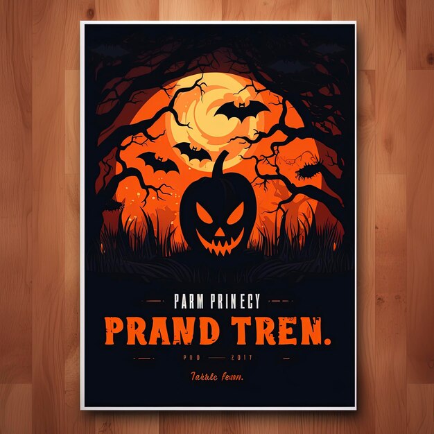 Photo halloween party flyer template in flat design hd