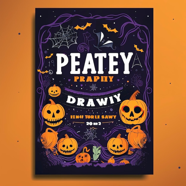 Photo halloween party flyer template in flat design hd