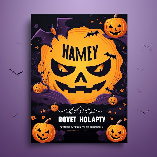 Photo halloween party flyer template in flat design hd