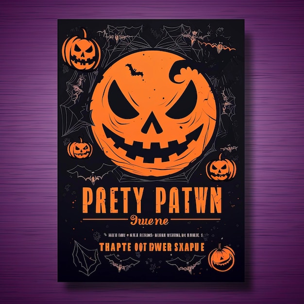 Photo halloween party flyer template in flat design hd