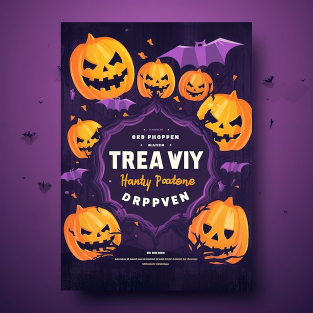 halloween party flyer template in flat design hd