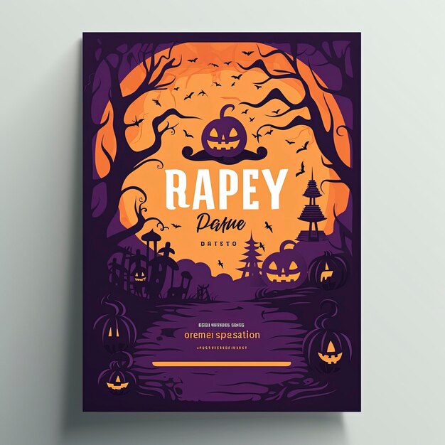 halloween party flyer template in flat design hd