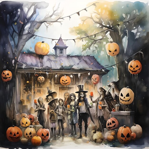 Halloween party scary Generative AI Illustration