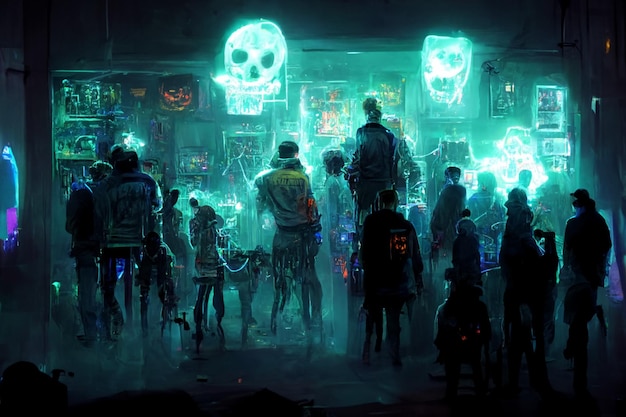 Хэллоуинская вечеринка в стиле киберпанк