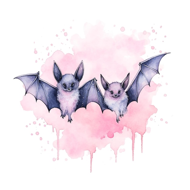 Halloween pastel watercolor cute bat