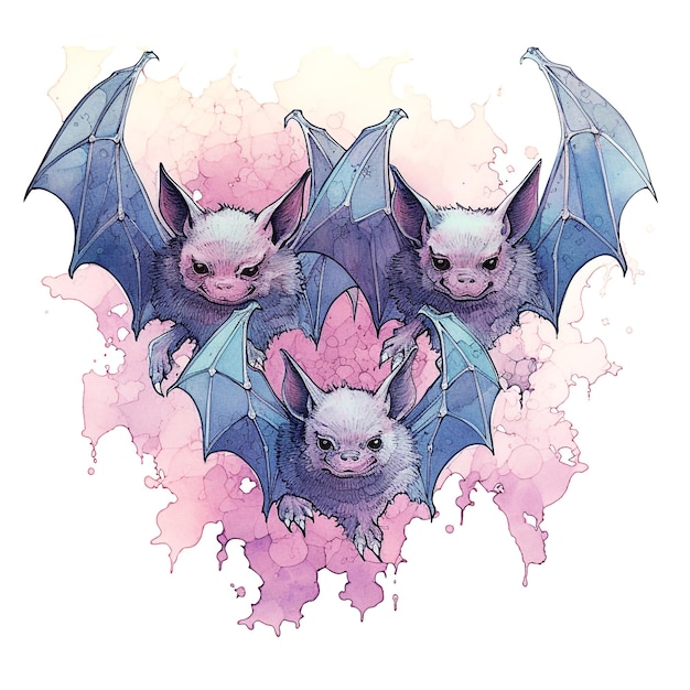 Halloween pastel watercolor cute bat