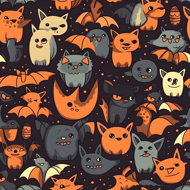 Halloween pattern bat cartoon styles