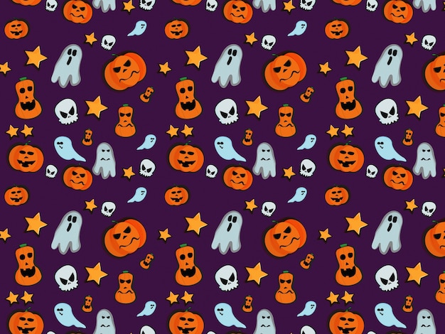 Photo halloween pattern pumpkin ghoust skull star