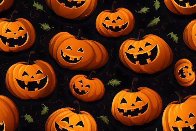 Foto disegno di halloween con disegno piatto di zucche