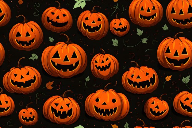 Foto disegno di halloween con piastrelle di zucca