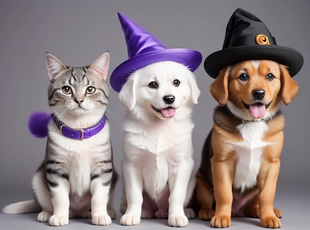 Halloween Paws amp Magic Cats and Dogs Donning Witch Hats for the Spooky Season