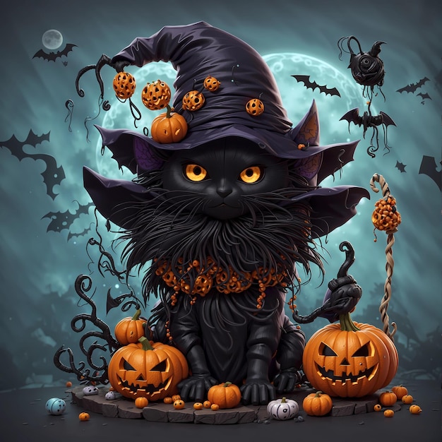 Halloween-personages Halloween Day of the Dead ontwerpt achtergronden horrorafbeeldingen sony katten c
