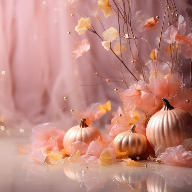 halloween pink sparkle pumpkin flowers ai