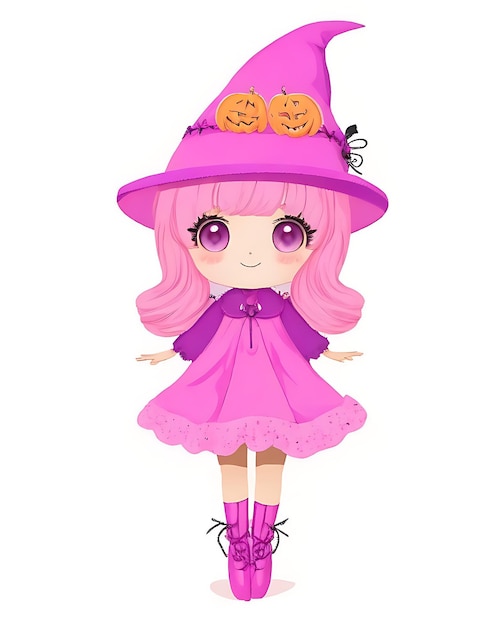 Halloween Pink Witch Doll