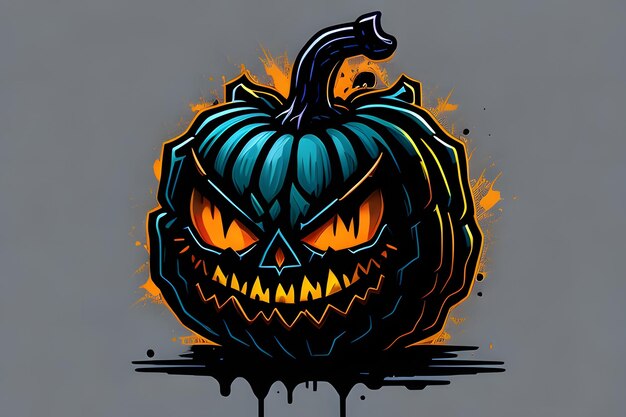 Halloween Pompoen AchtergrondHalloween Pompoen TShirt Sticker ai gegenereerd