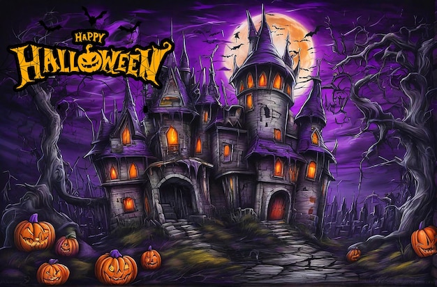 Halloween pompoen huis voor een pompoen gegenereerd Ai