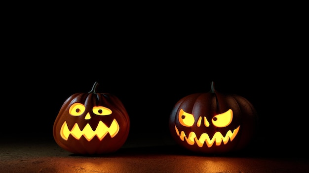 Halloween pompoen jacko hoofd met vuur 3D Render