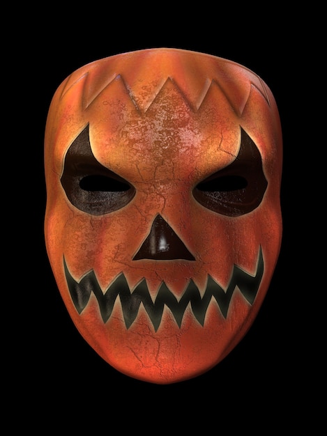 Foto halloween pompoen masker. 3d illustratie