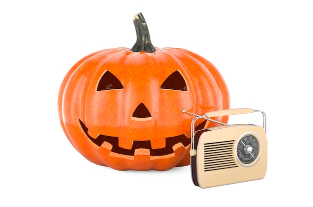 Halloween Pompoen met radio 3D-rendering