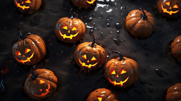 Halloween pompoen met waterdruppels