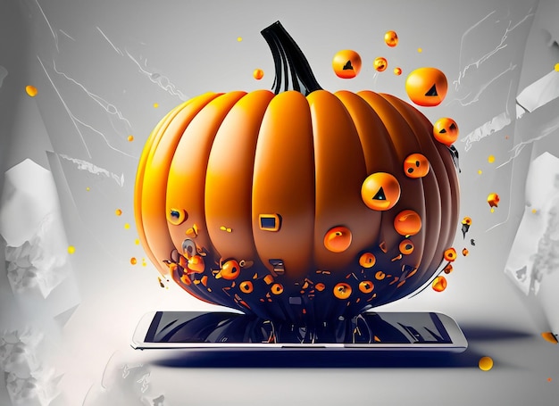 Halloween-pompoenachtergrond met technologie