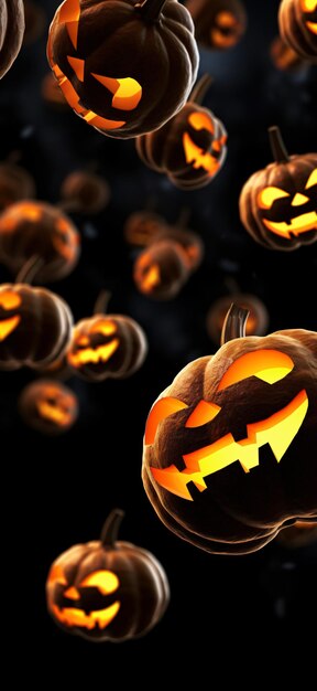 Halloween-pompoenen eng donker banner achtergrondillustratiebehang