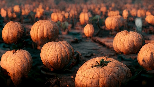 Halloween-pompoenen in het bos