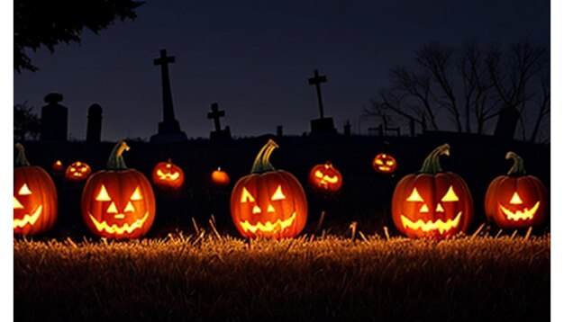 Halloween pompoenen met kaarsen op een houten tafel