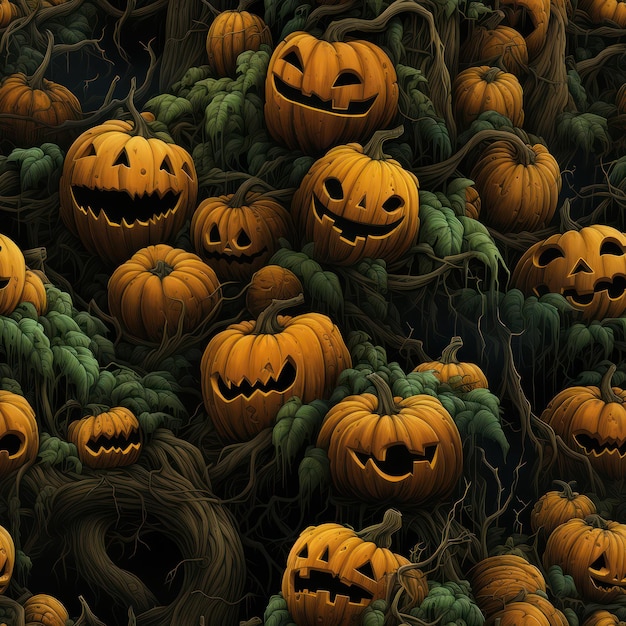 Halloween pompoenen naadloos patroon