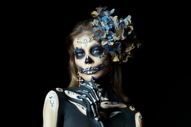 Halloween portrait of a skeleton woman