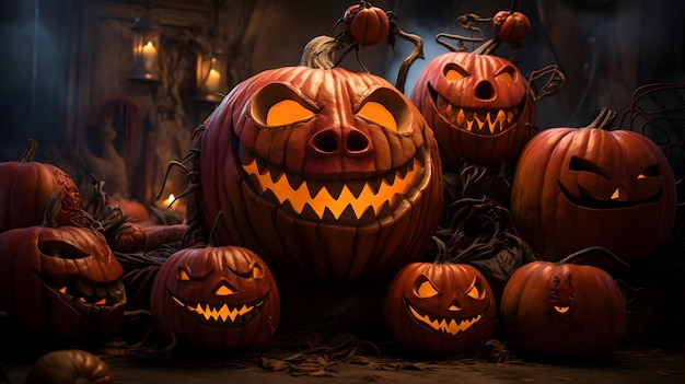 Halloween poster achtergrond ontwerp pompoen