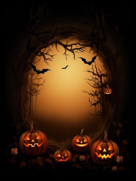 Halloween poster background banner with pumpkin