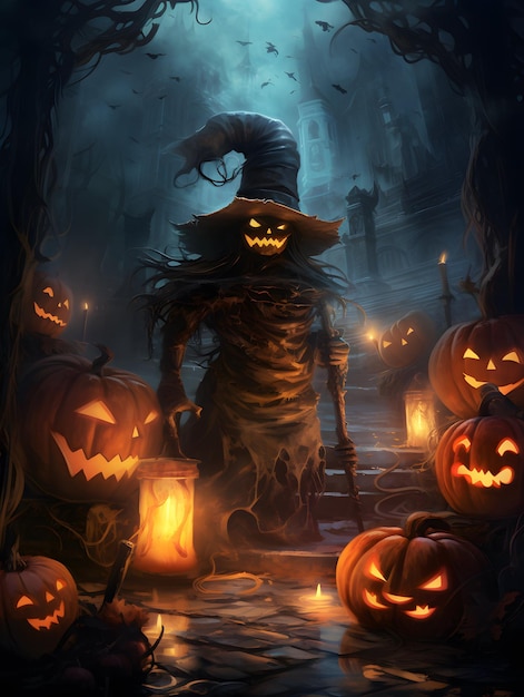 Halloween poster background design pumpkin