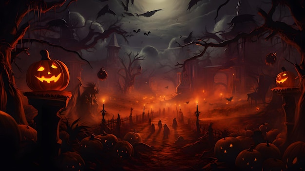 Halloween poster background design pumpkin