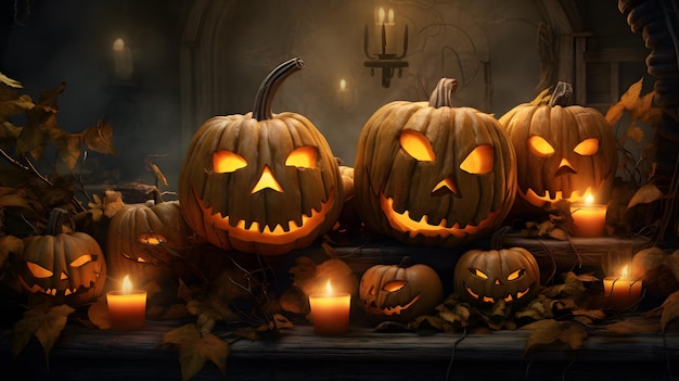 Halloween poster background design pumpkin