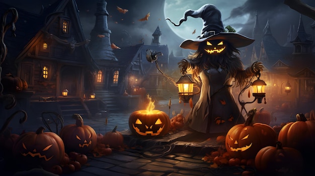 Halloween poster background design pumpkin