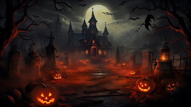 Halloween poster background design pumpkin