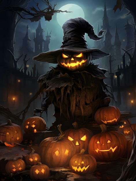 Halloween poster background design pumpkin