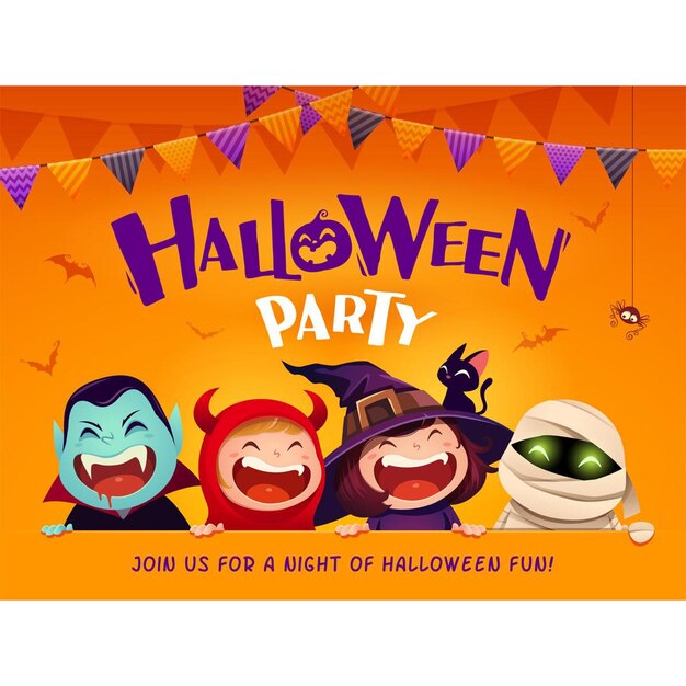 Halloween poster and banner template with cute halloween pumpkinbatcandy and ghost