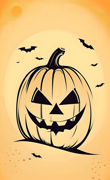 Halloween poster or banner with copy space in cartoon style