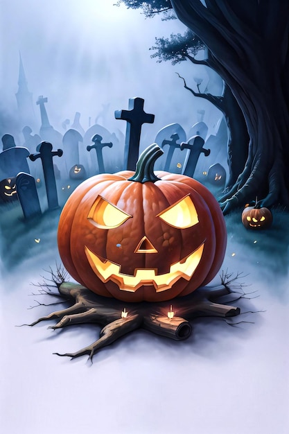 Halloween poster with pumpkin background