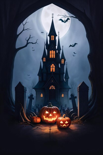 Halloween Poster With Pumpkin Background