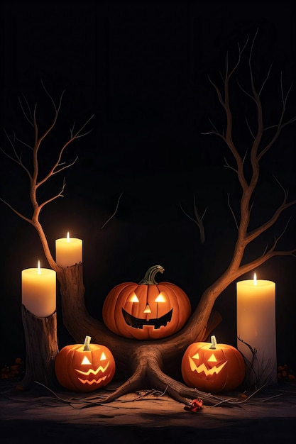 Halloween Poster With Pumpkin Background