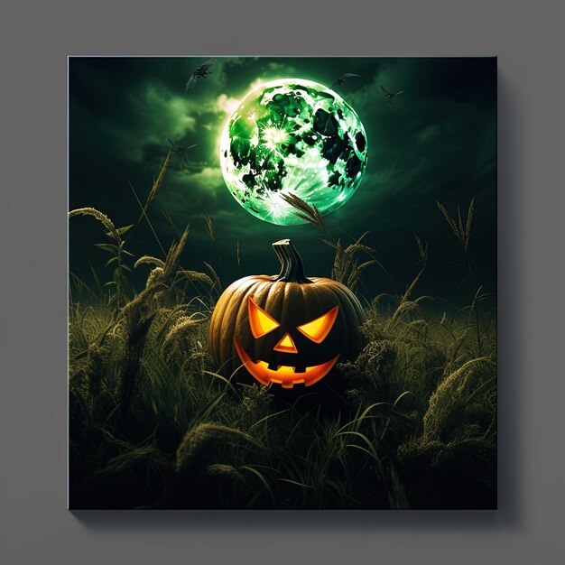 Photo a halloween poster with a pumpkin on it