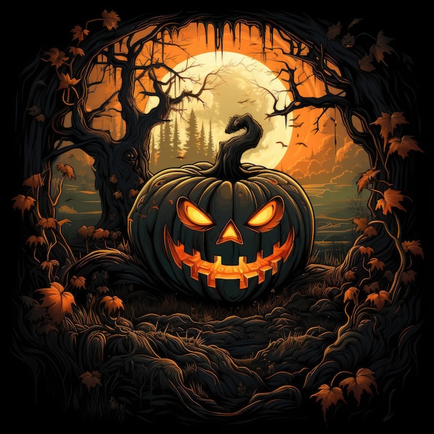 a halloween poster with a pumpkin on it