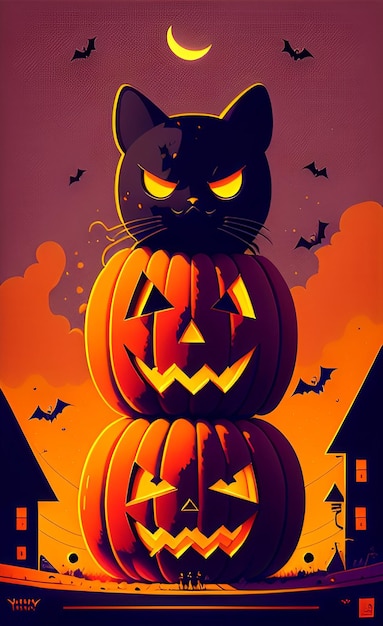 Photo halloween poster with pumpkins scary banner
