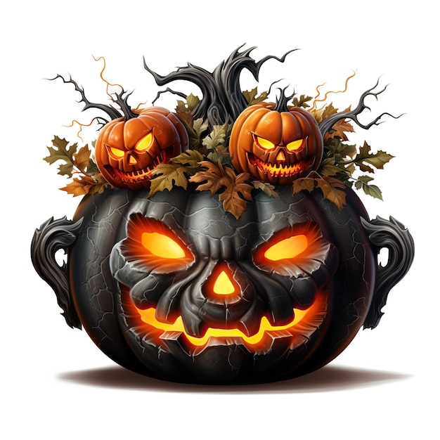 Halloween pot on white background